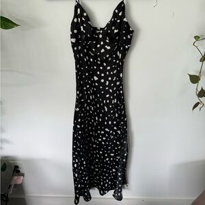 Hello Molly black white polka dot midi silk dress